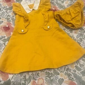 Janie Jack Collared Ruffle Ponte Dress Yellow 6-12 Mos